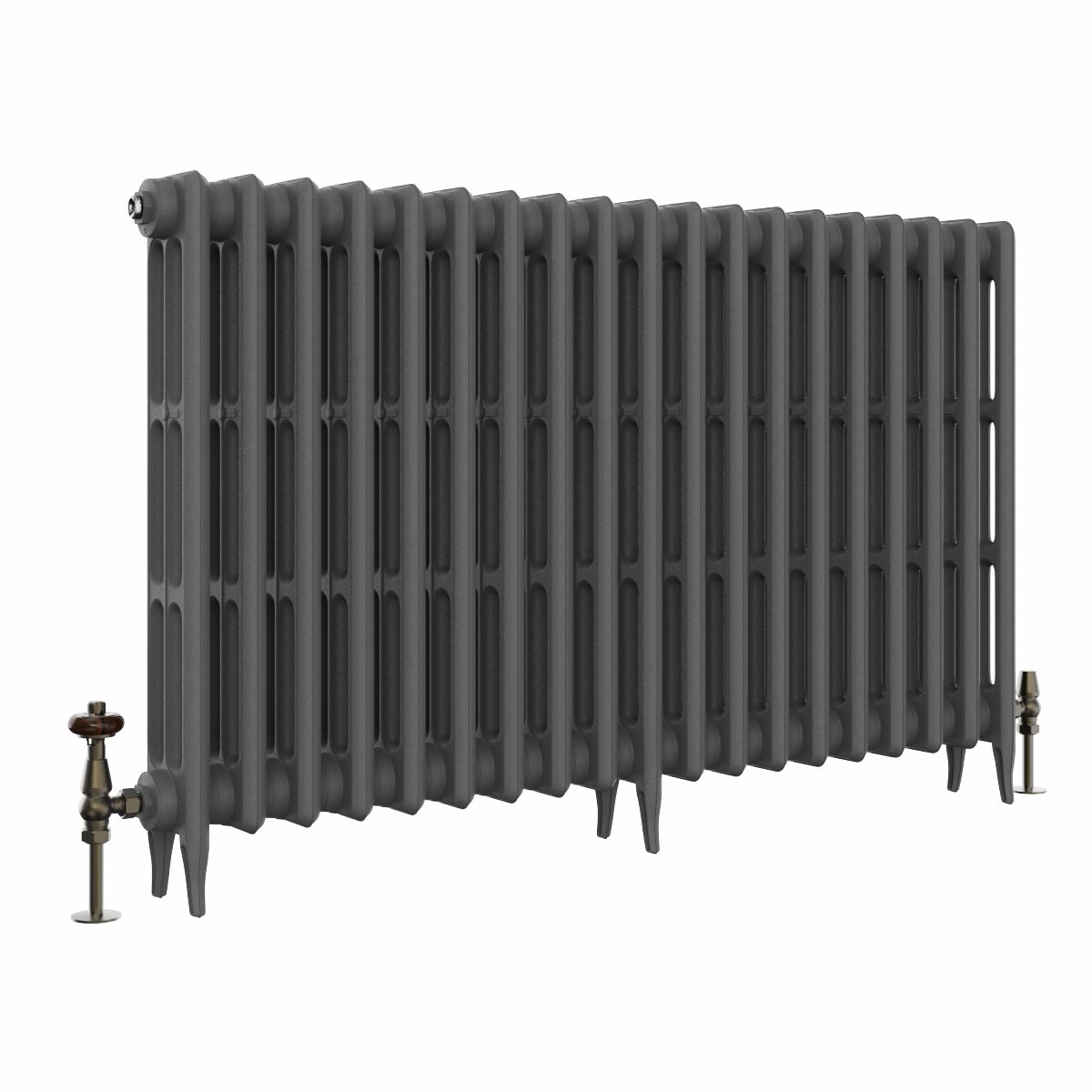 Classic  745 x 1212mm Farrow & Ball Railings Grey Triple Column Cast Iron Radiator - 19 Sections