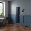 Norden 1600 x 355mm Sapphire Blue Single Vertical Oval Column Designer Radiator