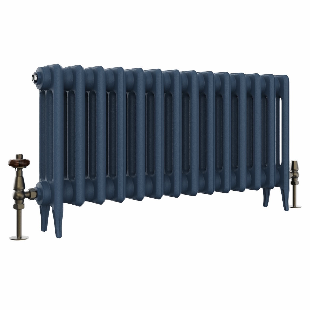 Classic  450 x 902mm  Farrow & Ball Hague Blue Triple Column Cast Iron Radiator - 14 Sections