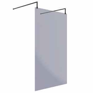 Wasdale 1200mm Black Smoked Walk Through Wet Room Screen With L-Shape Support Arms