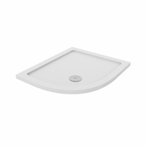 Essentials Anti-Slip 900 x 760mm Left Hand Offset Quadrant Stone Shower Tray White