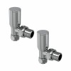 Angled 2 x 15mm Chrome Round Head Radiator and Towel Rail Manual Valves - Pair