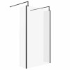 Wasdale 1200mm Black Walk Through Wet Room Screen with 300mm Hinged Return Screen & L- Shape Support Arms 