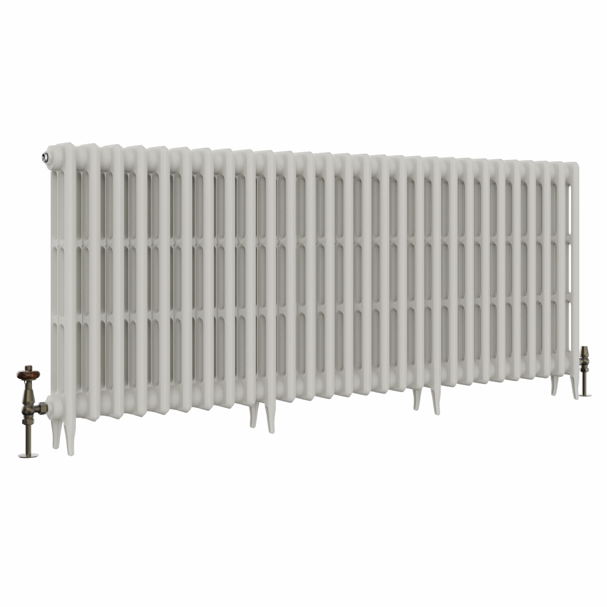 Classic  745 x 1770mm Porcelain White Triple Column Cast Iron Radiator - 28 Sections
