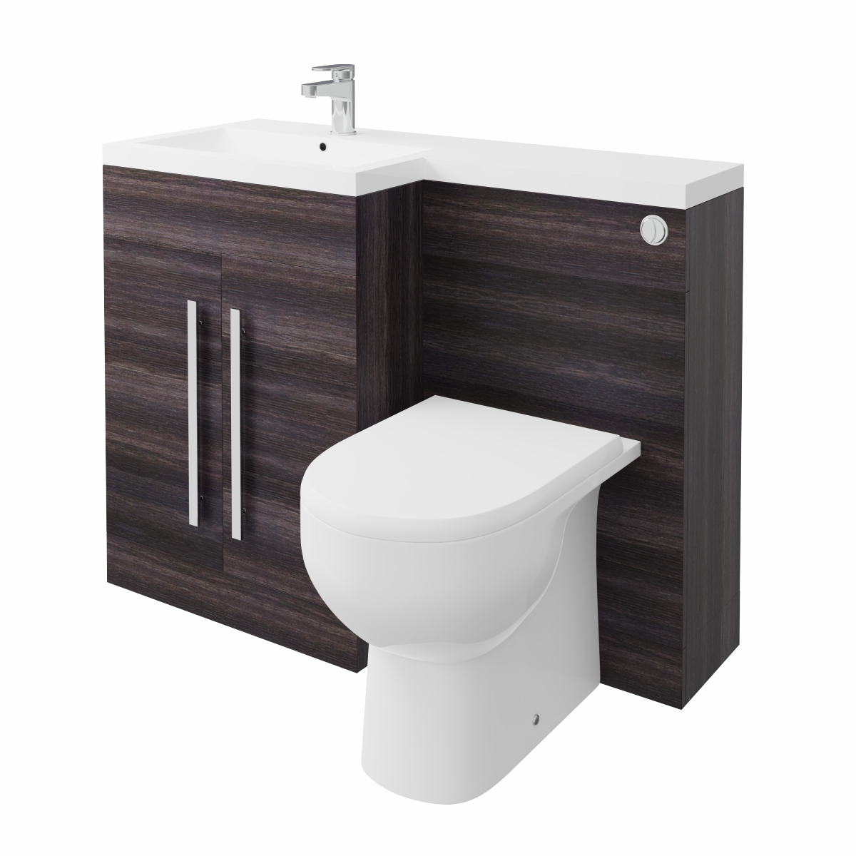 Calm Grey Left Hand Combination Vanity Unit with RAK-Tonique Toilet & Soft Close Seat & Concealed Cistern - 1100mm