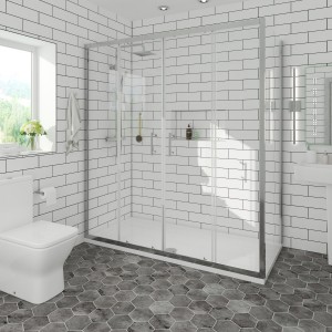 Ennerdale 1700mm Double Sliding Door with 1000mm Side Panel - Chrome