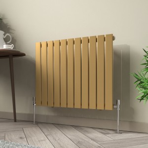 Karlstad 600 x 750mm Metallic Gold Single Flat Panel Horizontal Designer Radiator