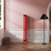 Bern 1500 x 200mm Traditional Signal Red Vertical Four Column Radiator
