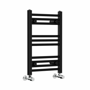Bergen 600 x 400mm Straight Black Heated Towel Rail