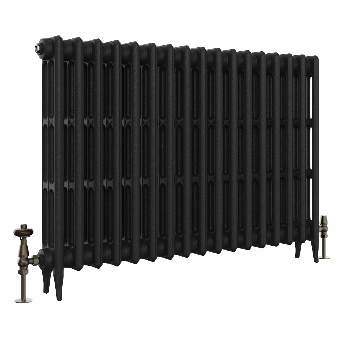 Classic 745 x 1088mm Black Primered Finish Triple Column Cast Iron Radiator - 17 Sections
