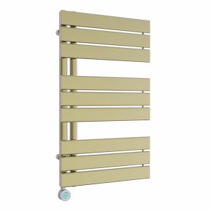 Kristiansund 824 x 500mm Brushed Brass Thermostatic Touch Control Wifi Electric Heated Towel Rail