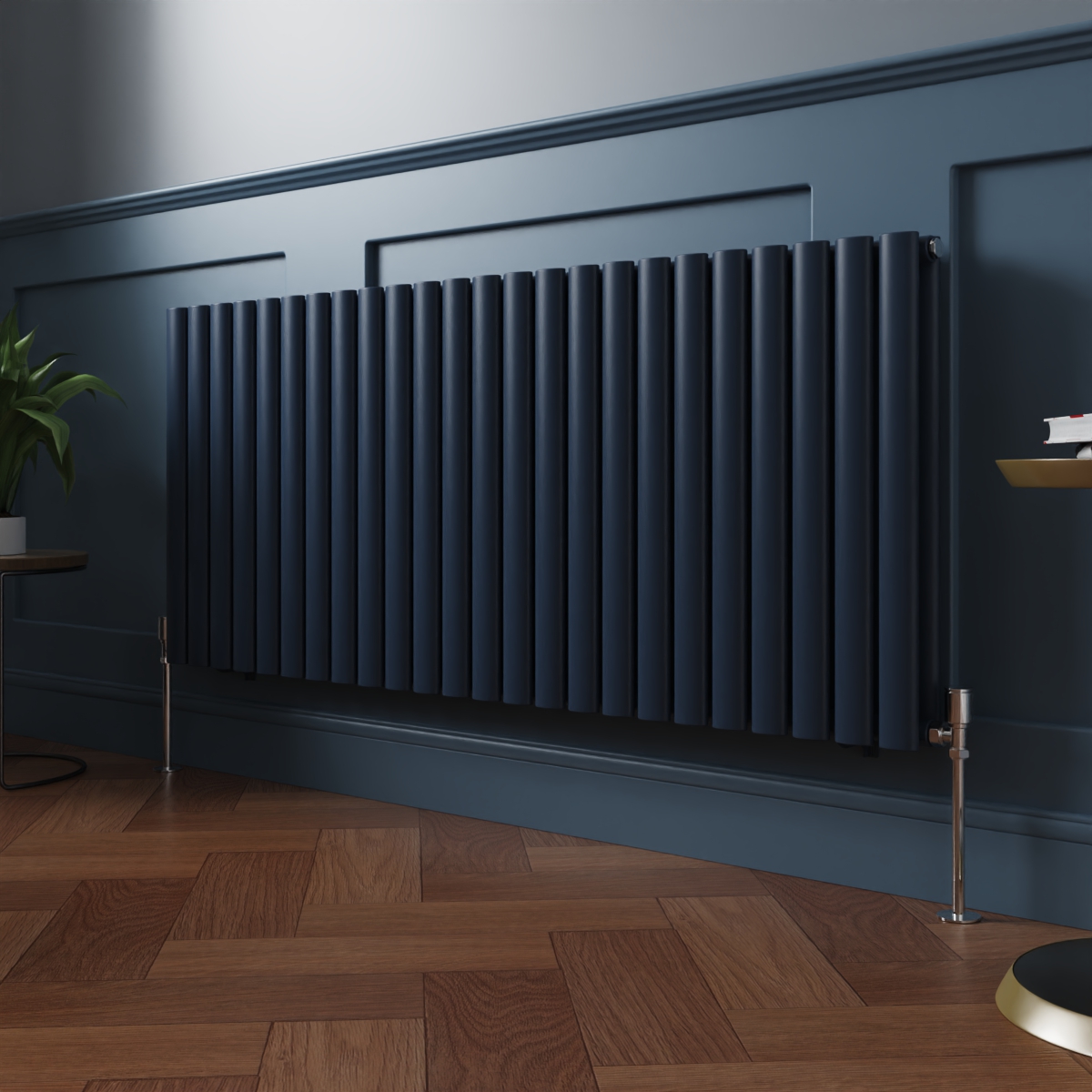 Norden 600 x 1417mm Sapphire Blue Double Horizontal Oval Column Designer Radiator
