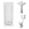 Wellington Low Level Comfort Height Toilet with White Seat & 560mm 1 Tap Hole Basin with 1700 x 700mm Traditional Straight Bath Single Ended