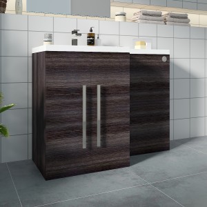 Calm Grey Left Hand Combination Vanity Unit Set with Concealed Cistern (No Toilet)