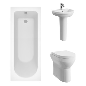 Calgary Modern Bathroom Suite with Back to Wall Toilet and Essential Single Ended Bath - 1700 x 700mm