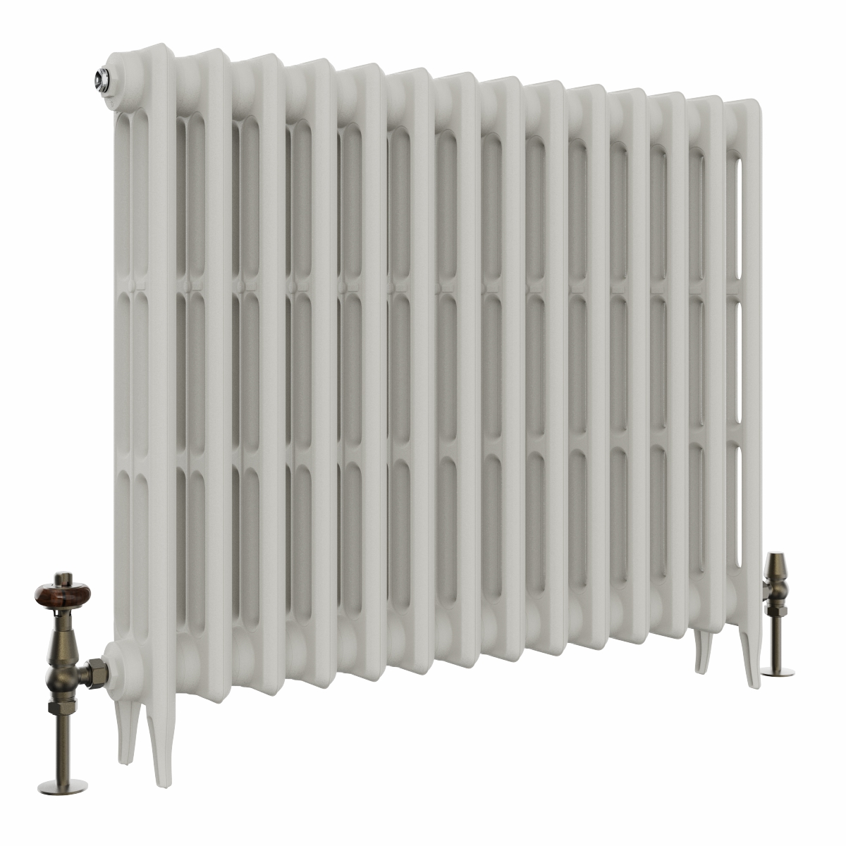 Classic  745 x 902mm  Porcelain White Triple Column Cast Iron Radiator - 14 Sections