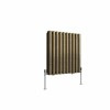 Norden 600 x 591mm Black Gold Double Horizontal Oval Column Designer Radiator