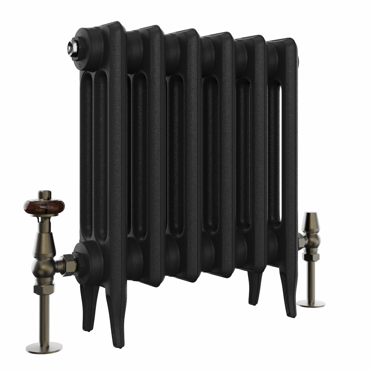 Classic 450 x 406mm Black Primered Finish Triple Column Cast Iron Radiator - 6 Sections