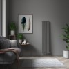 Karlstad 1800 x 410mm Black Silver Single Vertical Flat Panel Designer Radiator