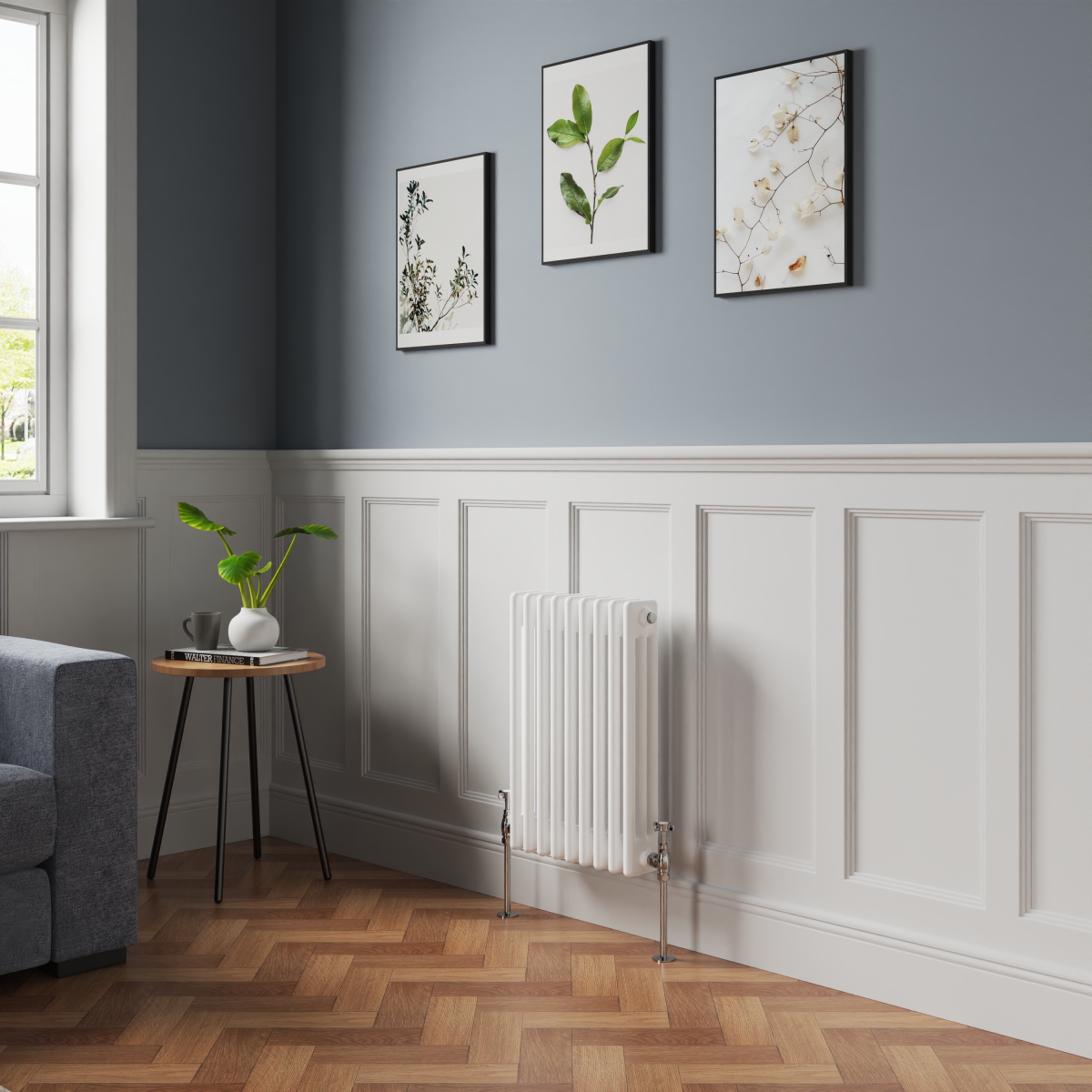 Bern 600 x 425mm White Triple Column Horizontal Traditional Radiator