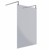 Wasdale 1400mm Black Smoked Walk Through Wet Room Screen With L-Shape Support Arms