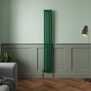 Norden 1800 x 237mm Moss Green Single Oval Column Vertical Designer Radiator
