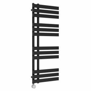 Koli 1200 x 450mm Black Thermostatic Touch Control Electric Heated Towel Rail