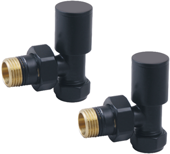 15mm Designer Angled Radiator Valves (pair) Black
