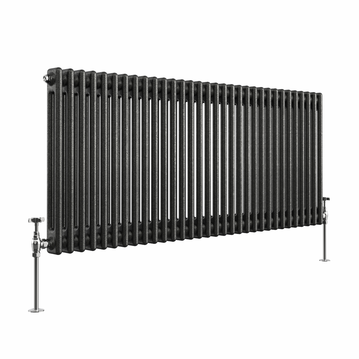 Bern 600 x 1460mm Black Silver Double Column Horizontal Traditional Radiator