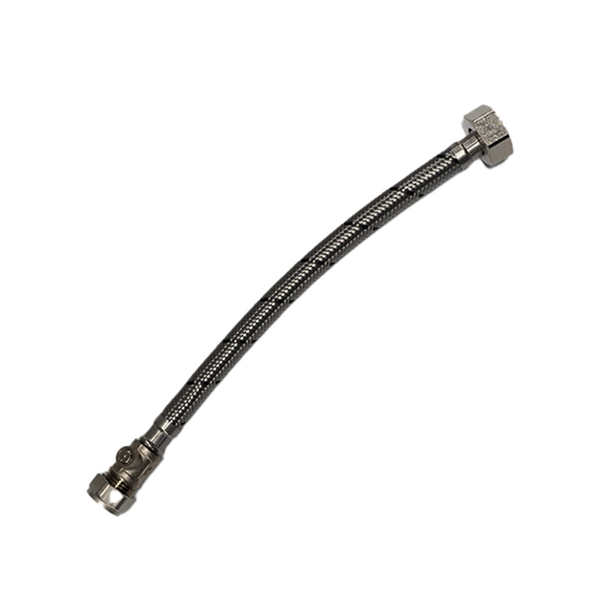 15mm x 3/4" Flexible Tap Connector With Isolation Valve 300mm - WRAS Approved