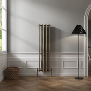 Bern 1500 x 380mm Black Gold Triple Column Vertical Traditional Radiator