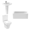 Avola Modern Bathroom Suite with Close Coupled Toilet and Essential Single Ended Bath - 1500 x 700mm - Front Bath Panel Included