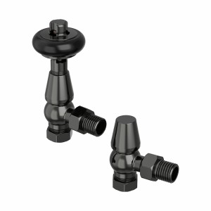 Traditional Thermostatic Angled Radiator Valves - Black Nickel