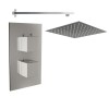 Beauly Chrome Twin Square Handle Concealed Valve with 400mm Square Shower Head (1 Outlet)