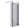 Wasdale 800mm Black Smoked Walk Through Wet Room Screen with 215mm Hinged Return Screen & L- Shape Support Arms 