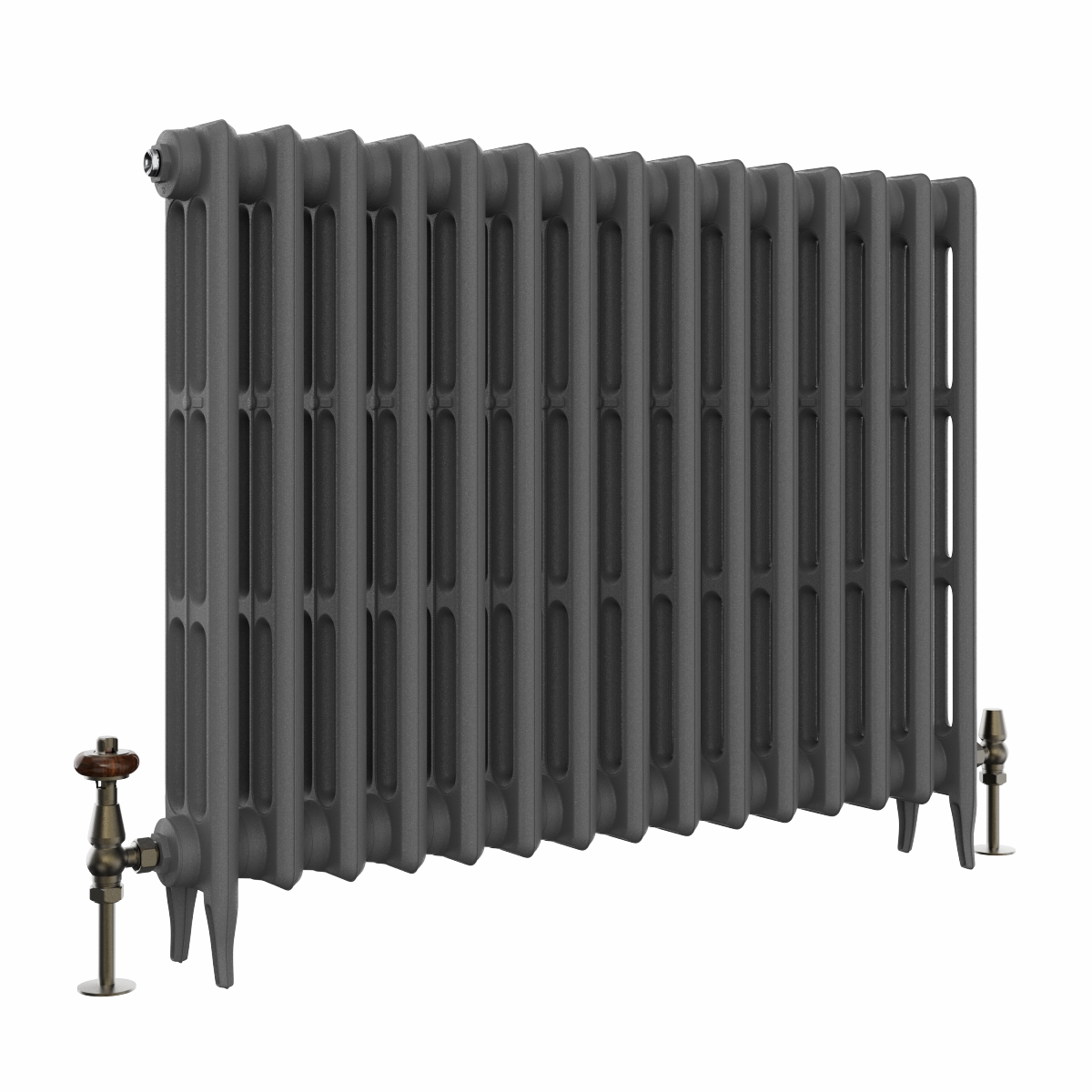 Classic  745 x 964mm  Farrow & Ball Railings Grey Triple Column Cast Iron Radiator - 15 Sections