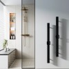 Carisa Vesta Single 1200 x 70mm Black Designer Aluminium Electric Towel Rail