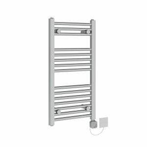 Bergen 800 x 400mm Straight Chrome HEC Thermostatic Electric Heated Towel Rail