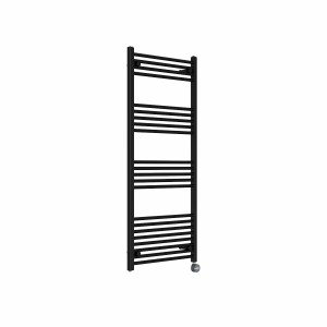 Bergen 1400 x 600mm Straight Black Thermostatic Touch Control Electric Heated Towel Rail