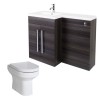 Calm Grey Left Hand Combination Vanity Unit Basin L Shape with Back to Wall Calgary Toilet & Soft Close Seat & Concealed Cistern - 1100mm