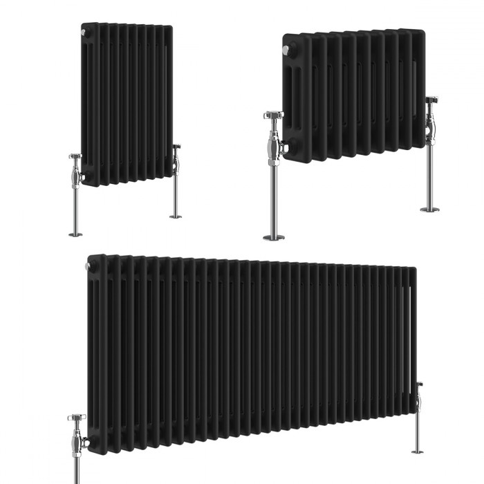 Bern - Black Traditional Horizontal Triple Column Radiator - Choice of Size