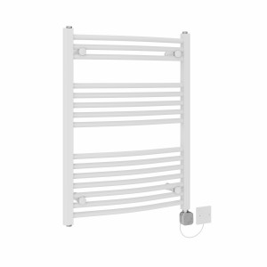 Fjord 800 x 600mm Curved White HEC Thermostatic Electric Heated Towel Rail