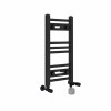 Bergen 600 x 300mm Dual Fuel Straight Black Thermostatic Electric Heated Towel Rail