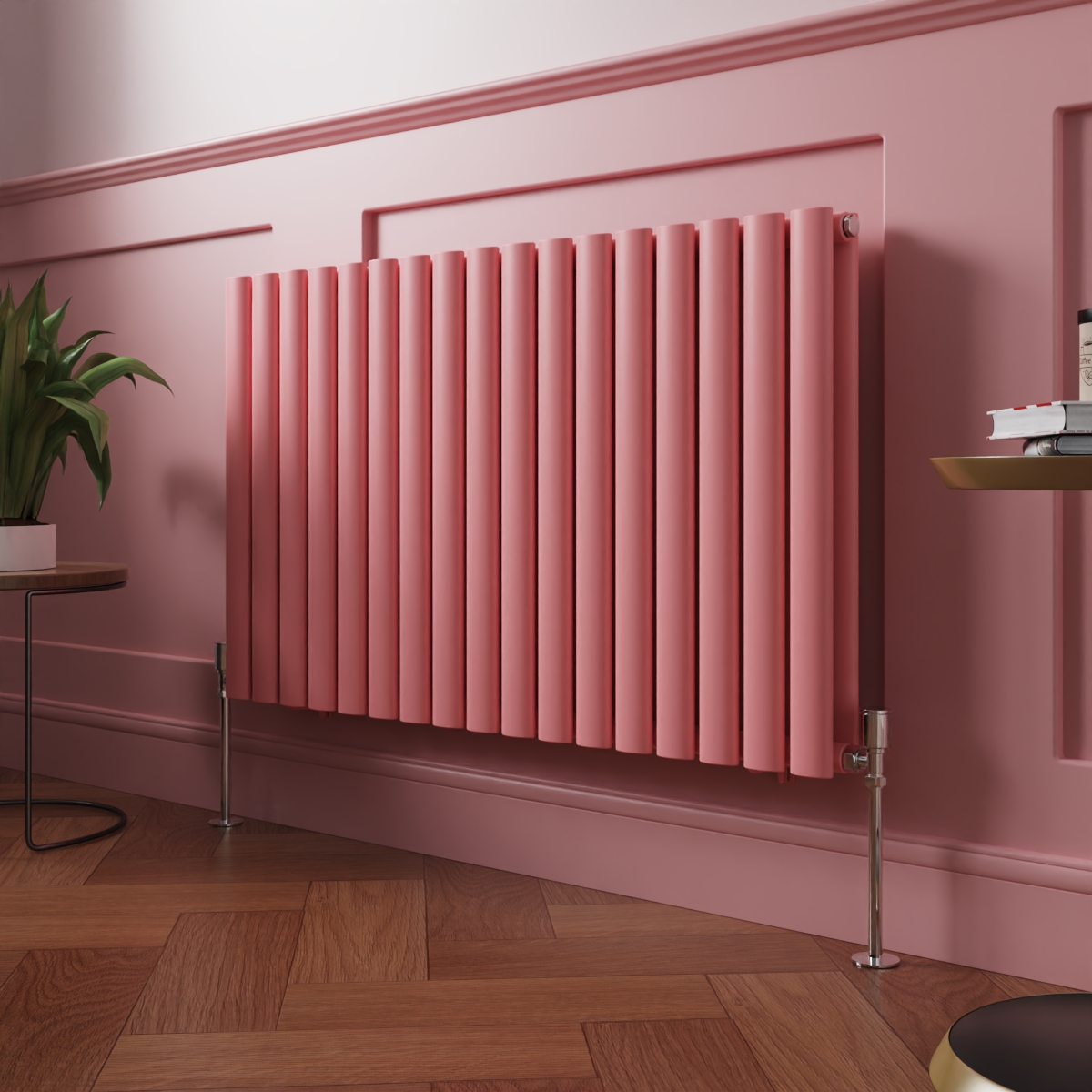 Norden 600 x 1004mm Rose Clair Pink Double Horizontal Oval Column Designer Radiator