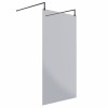 Wasdale 1100mm Black Smoked Walk Through Wet Room Screen With L-Shape Support Arms
