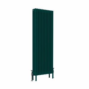 Bern 1500 x 560mm Traditional Blue Green Vertical Four Column Radiator