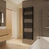 Fjord 1800 x 600mm Curved Black Heated Towel Rail
