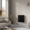 Norden 600 x 591mm Black Horizontal Oval Tube Wifi Electric Radiator - 600W