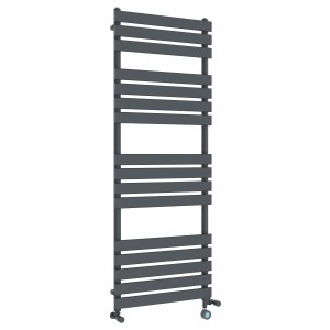 Juva 1600 x 600mm Dual Fuel Sand Grey Flat Panel Thermostatic Touch Control Electric Heated Towel Rail