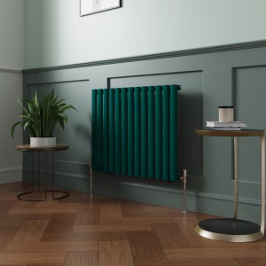 Norden 600 x 768mm Blue Green Single Oval Column Horizontal Designer Radiator